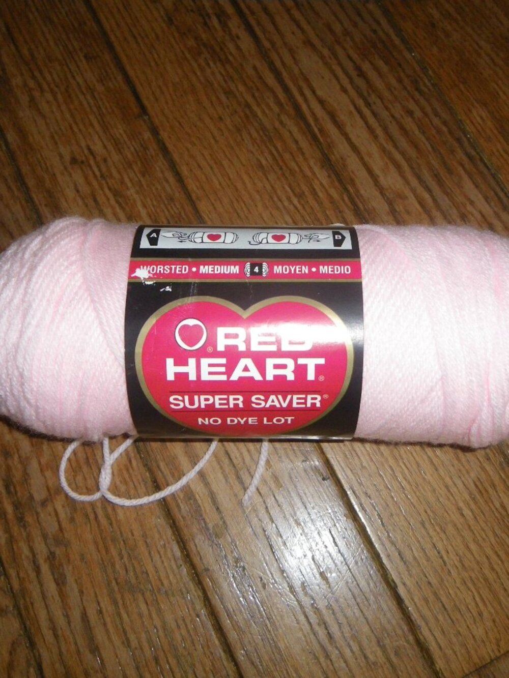 1 Large Skein Red Heart Super Saver Yarn Color Baby Pink 7 oz.